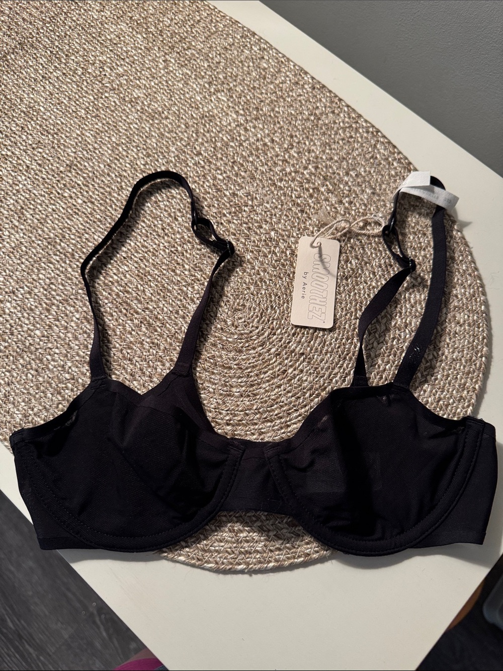 Aerie Black Buttery Soft Bra with Adjustable Straps